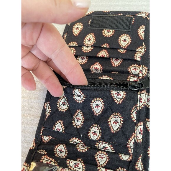 Vera Bradley Classic Black Tri-Fold Wallet Retired 2006 ID Coin Card Bill Slots - Picture 7 of 11